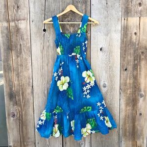 Vintage Royal Hawaiian Tropical Hibiscus Vacation Dress, Girls 7-8